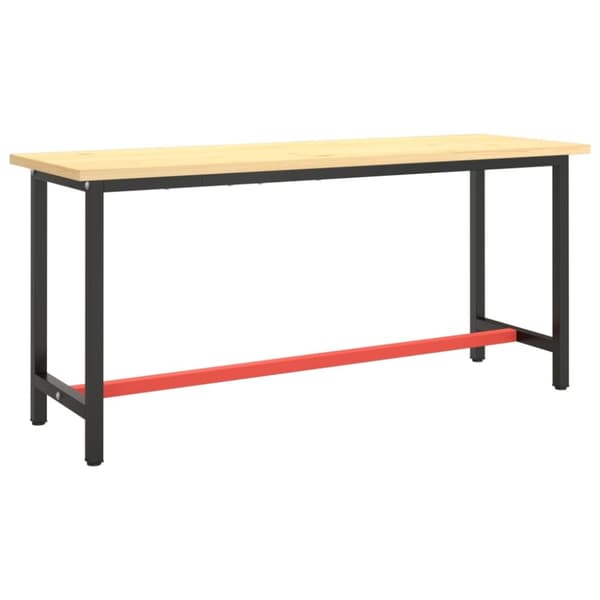 The Living Store stel til arbejdsbænk 170x50x79 cm metal mat sort og mat rød - Bordben