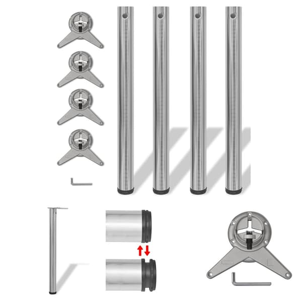 Höjdjusterbara bordsben 4 st borstad nickel 710 mm - Bordsben