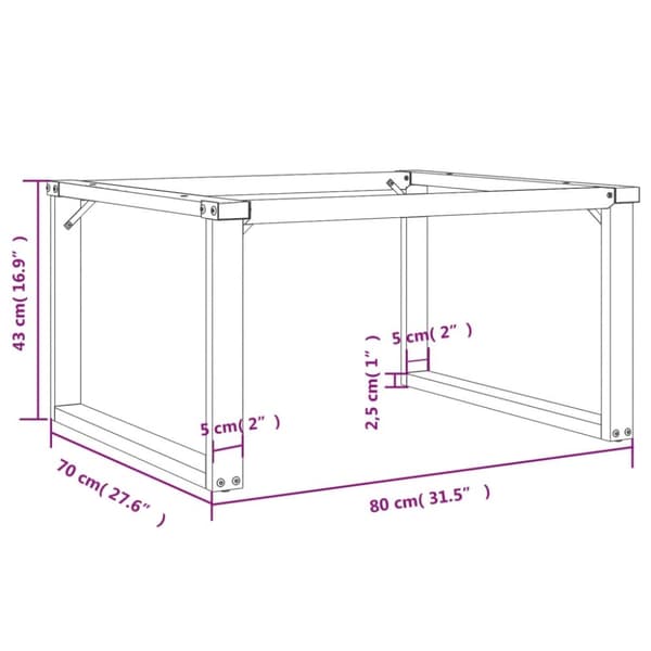 The Living Store Bordsben för soffbord O-ram 80x70x43 cm gjutjärn -  Bordsben