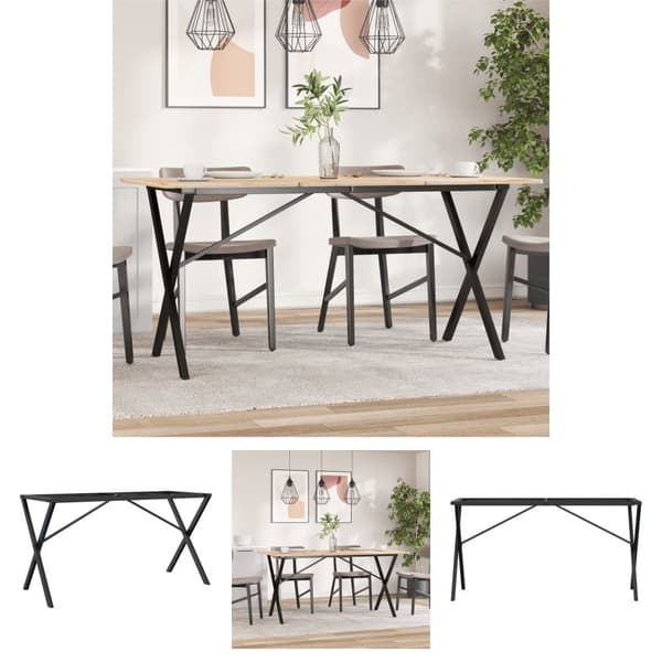The Living Store bordben til spisebord 120x60x73 cm X-stel støbejern -  Bordben