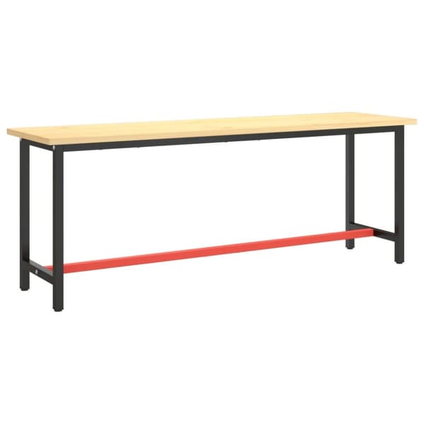 Bordben - Living stel til arbejdsbænk 210x50x79 cm metal mat sort og mat rød