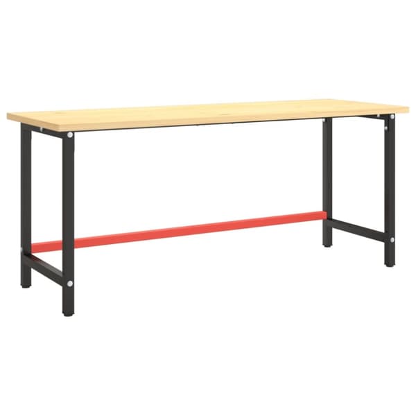 Bordsben - Living Ram för arbetsbänk svart och matt röd 180x57x79 cm metall