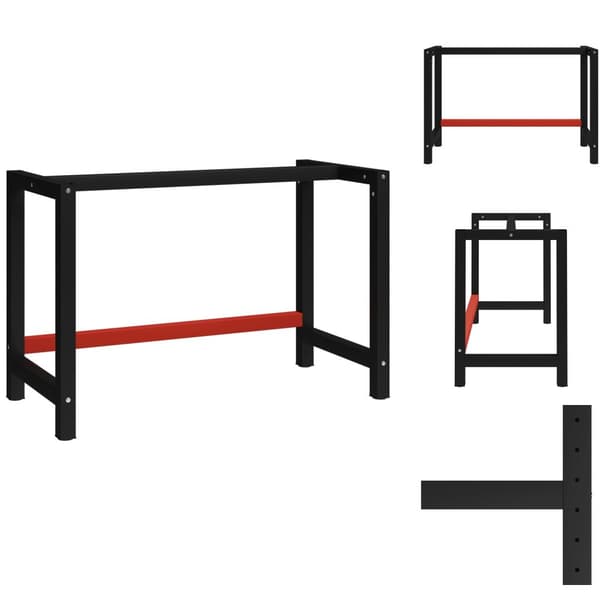 Bordben - Living stel til arbejdsbænk 120x57x79 cm metal sort og rød