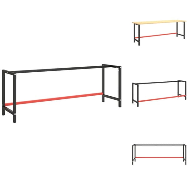 Pöydänjalat - Living Työpenkin runko mattamusta ja -punainen 220x57x79 cm metalli