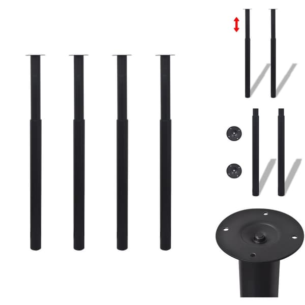 Bordben - Living teleskopiske bordben 4 stk. 710 mm-1100 mm sort
