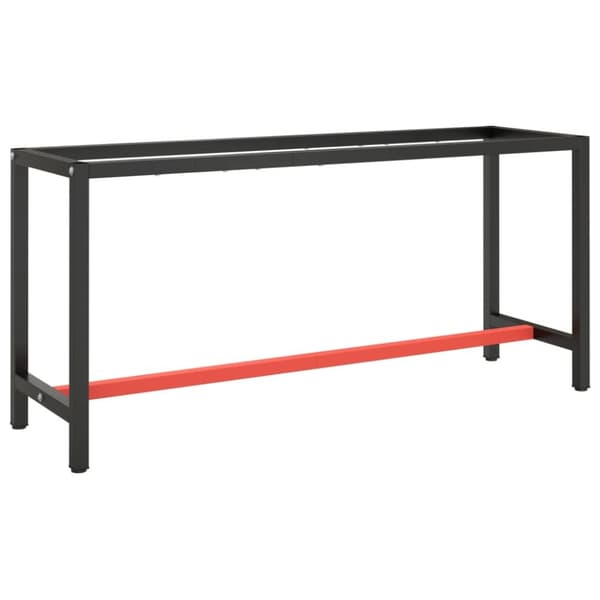 Bordsben - Living Ram för arbetsbänk svart och matt röd 170x50x79 cm metall