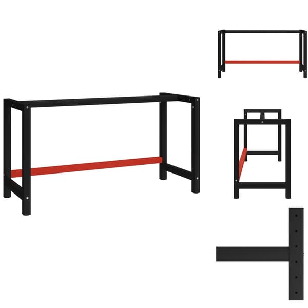 Bordben - Living stel til arbejdsbænk 150x57x79 cm metal sort og rød