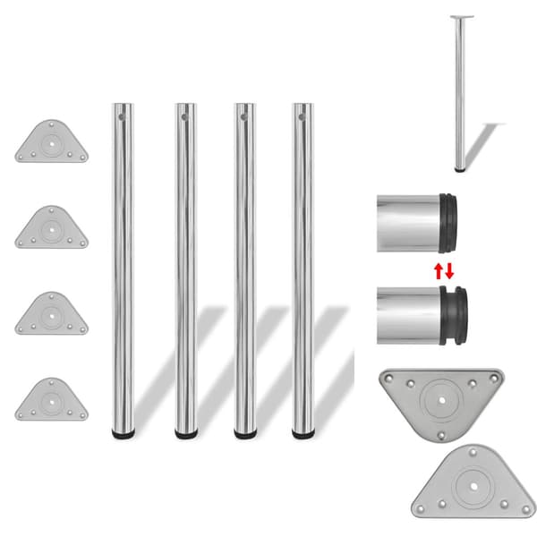 Pöydänjalat - 4 Korkeussäädettävää Pöydän Jalkaa Kromi 870 mm