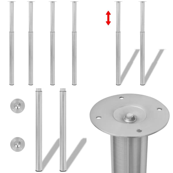 Teleskopiske bordben 4 stk. Børstet nikkel 710 mm-1100 mm - Bordben - Bordtilbehør - Home & Living