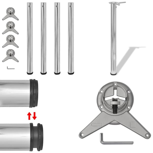 4 bordben, justerbar højde, krom, 710 mm - Bordben - Bordtilbehør - Home & Living
