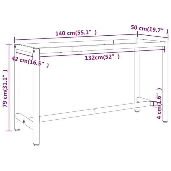 Stel til arbejdsbænk 140x50x79 cm metal mat sort og mat rød - Stel Til Arbejdsbænk - Arbejdsbænksstel - Home & Living