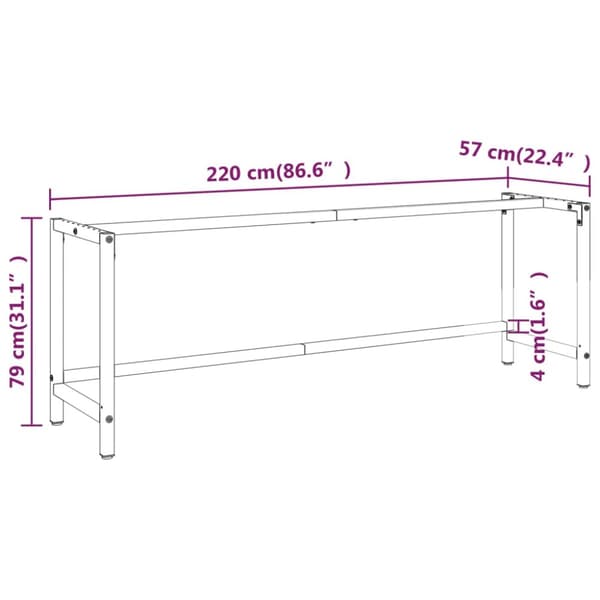 Stel til arbejdsbænk 220x57x79 cm metal mat sort og mat rød - Stel Til Arbejdsbænk - Arbejdsbænksstel - Home & Living