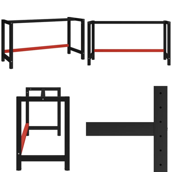 Ram till arbetsbänk metall 150x57x79 cm svart och röd - Metallram - Metallramar - Home & Living
