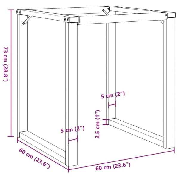Bordsben för matbord O-ram 60x60x73 cm gjutjärn