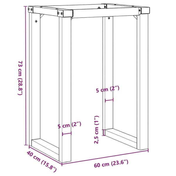 Bordsben för matbord O-ram 60x40x73 cm gjutjärn