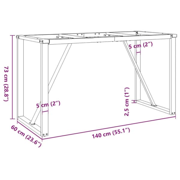 Ruokapöydän jalat O-muoto 140x60x73 cm valurauta