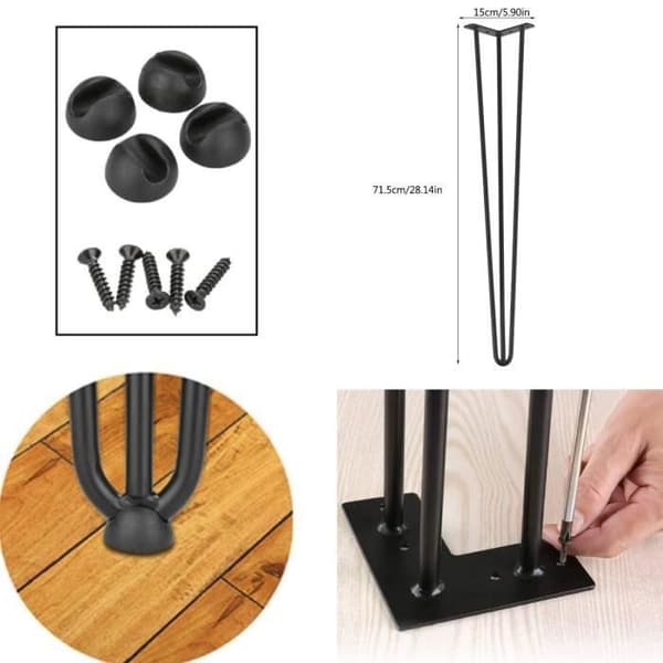 4st metallbordsben möbelben med 20 skruvar + 4 benskydd (71cm)