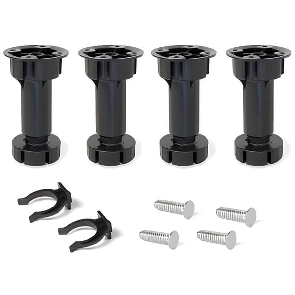 Kit med 4 ben justerbara fötter H 150 mm i svart plast - 3999417 - Emuca