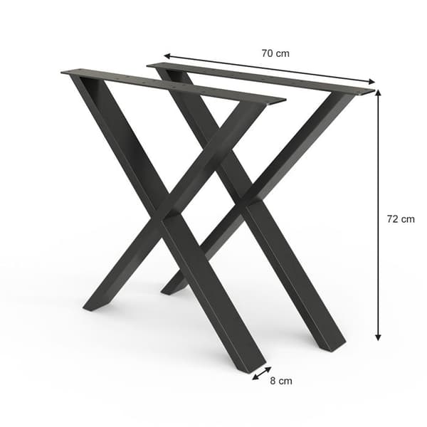 Vicco Bordsben, Svarta, 70 x 72 cm X-Shape