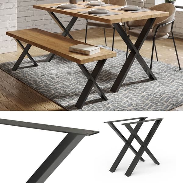 Vicco Bordsben, Svarta, 70 x 72 cm X-Shape