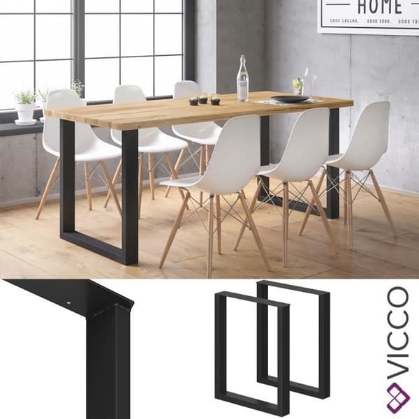 Vicco Bordsben set om 2 72x60 cm matbord soffbord Svart