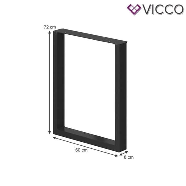 Vicco Bordsben set om 2 72x60 cm matbord soffbord Svart