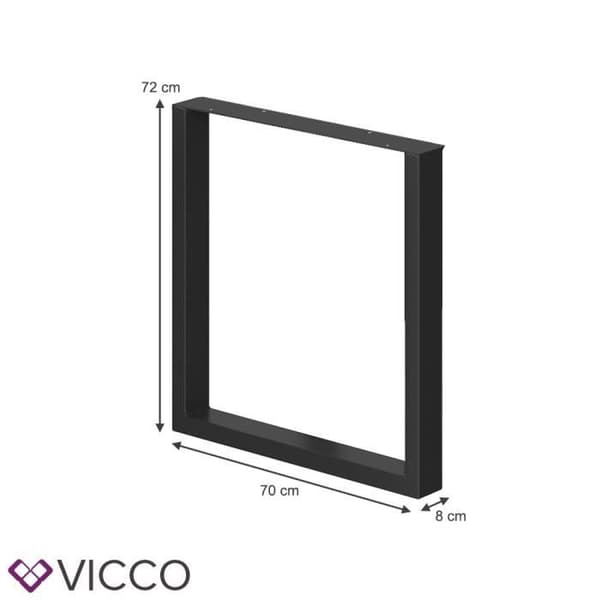 Vicco Bordsben set om 2 st 72x70 cm matbord soffbord Svart