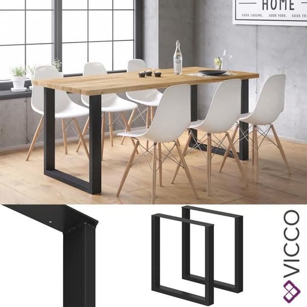 Vicco Bordsben set om 2 st 72x70 cm matbord soffbord Svart