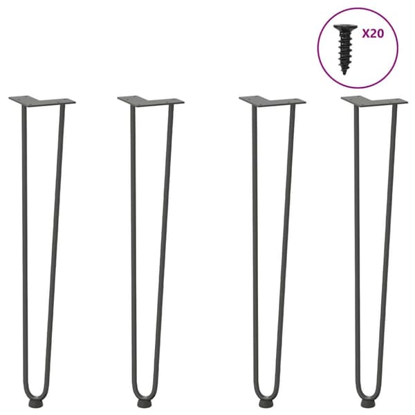 Hårnålsformade bordsben 4 st antracit 72 cm massivt stål