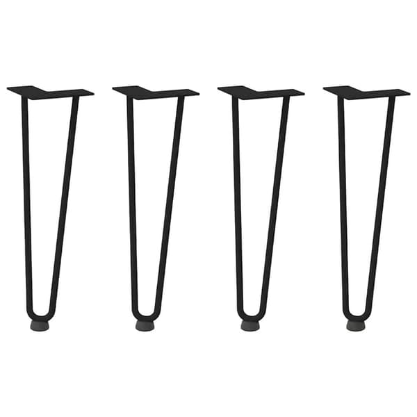 Hårnålsformade bordsben 4 st svart 42 cm massivt stål