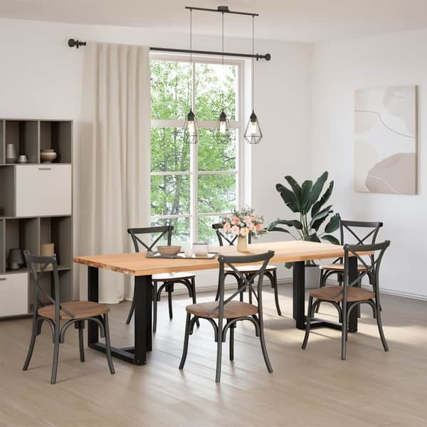 Matbordsben T-formad 2 st svart 80x35x(72-73) cm stål
