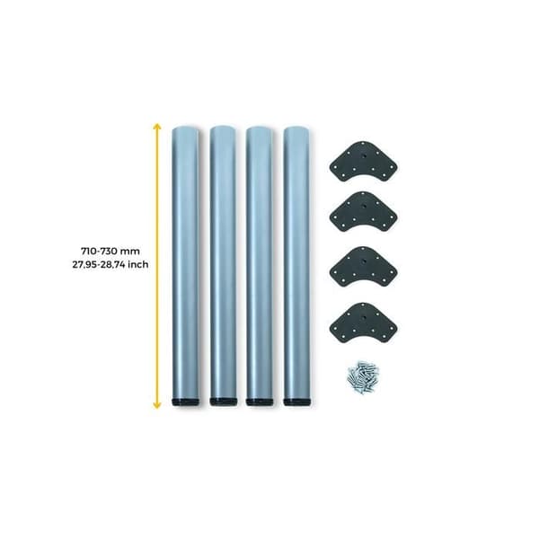 Emuca Set med 4 bordsben, diameter 60mm, H 710mm, Stål, Målad aluminium