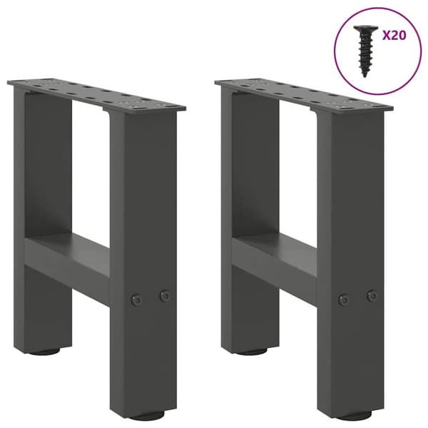 Sohvapöydän jalat Antrasiitti 2 kpl 40x(30-31) cm Teräs