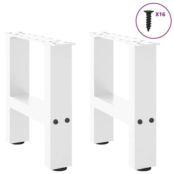 Soffbordsben vit 2 st 30x(30-31) cm stål