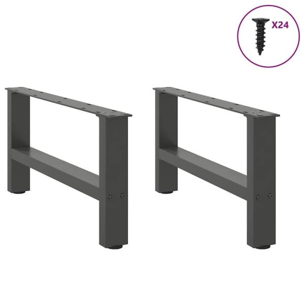 Sohvapöydän jalat Antrasiitti 2 kpl 60x(30-31) cm Teräs