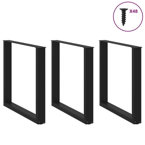vidaXL Salongbordben U-formet 3 stk svart 90x(72-73) cm stål