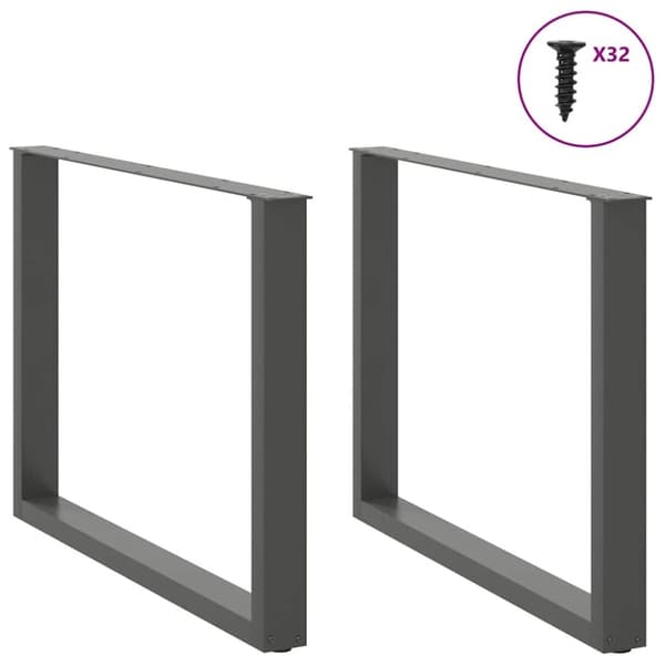 vidaXL Spisebordben U-formet 2 stk antrasitt 100x(72-73) cm stål