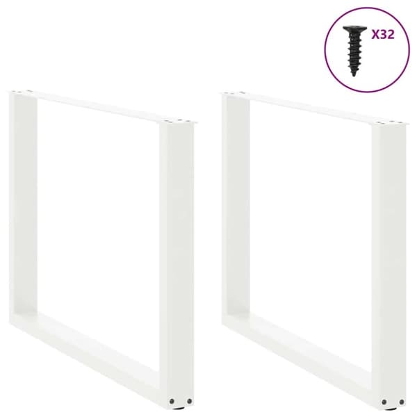 vidaXL Spisebordben U-formet 2 stk hvit 100x(72-73) cm stål