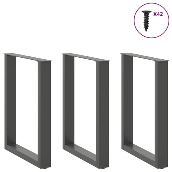 vidaXL Salongbordben U-formet 3 stk antrasitt 70x(72-73) cm stål