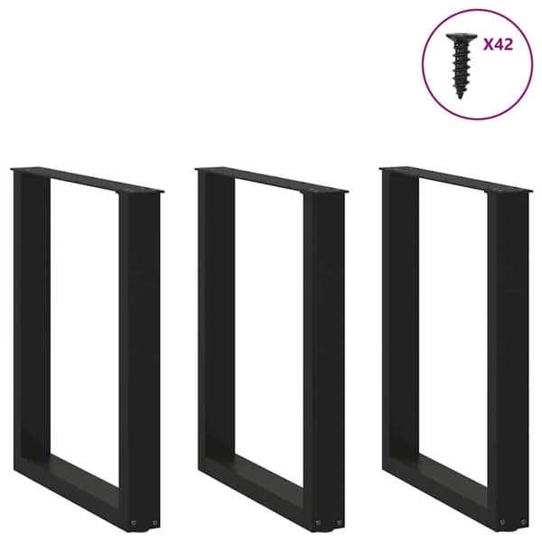 vidaXL Soffbordsben U-formade 3 st svart 70x(72-73) cm stål