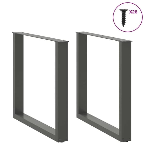 vidaXL Soffbordsben U-formade 2 st antracit 80x(72-73) cm stål