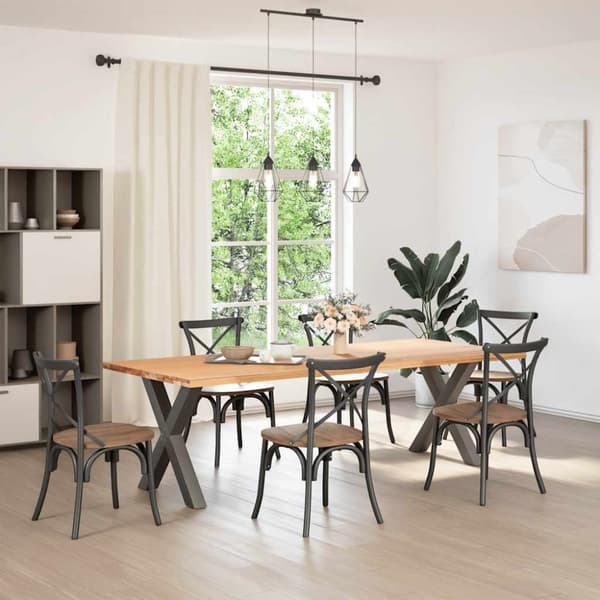 Matbordsben X-formad 2 st antracit 70x(72-73) cm stål