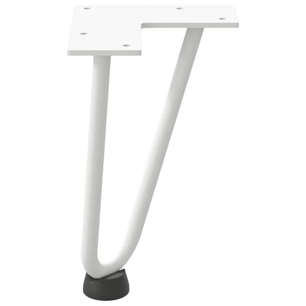 vidaXL Hårnål bordben 4 stk hvit 20 cm solide stål