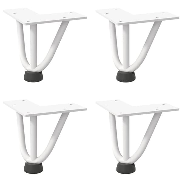vidaXL Hårnåle bordben 4 stk. 10 cm massivt stål hvid