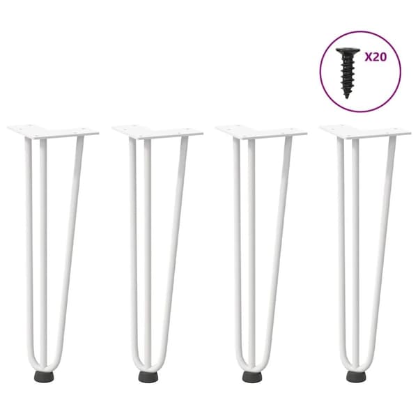 vidaXL Hiusneula jalat sohvapöydälle 4 kpl Valkoinen 42 cm umpiteräs