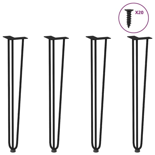 vidaXL Hårnåle bordben 4 stk. 72 cm massivt stål sort
