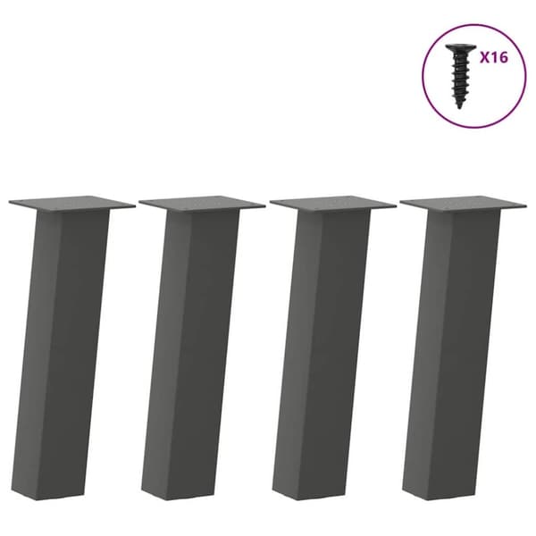 vidaXL Sohvapöydän jalat 4 kpl antrasiittia 42 cm Teräs