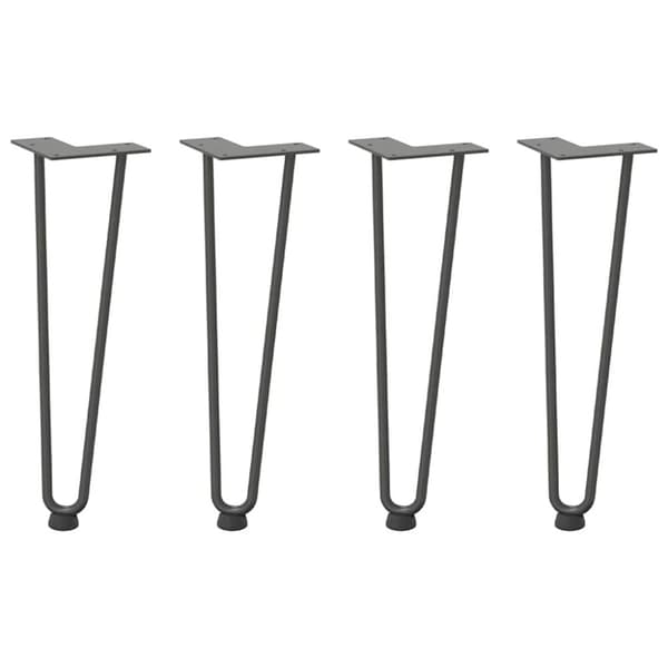 vidaXL Hårnåle bordben 4 stk. 42 cm massivt stål antracitgrå