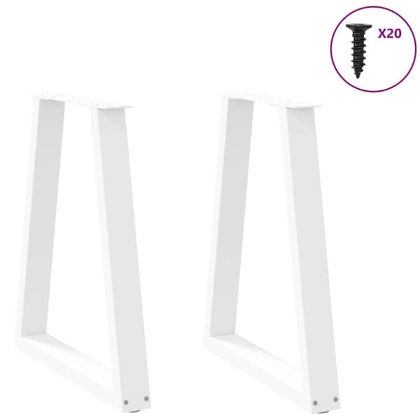 vidaXL Ruokapöydän jalat V-muotoiset 2 kpl valkoinen 60x(72-73) cm teräs