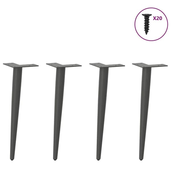 vidaXL Soffbordsben konisk form 4 st antracit 30-31 cm stål